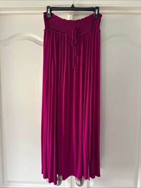 white birch Smocked Waist Maxi Skirt - Fuchsia